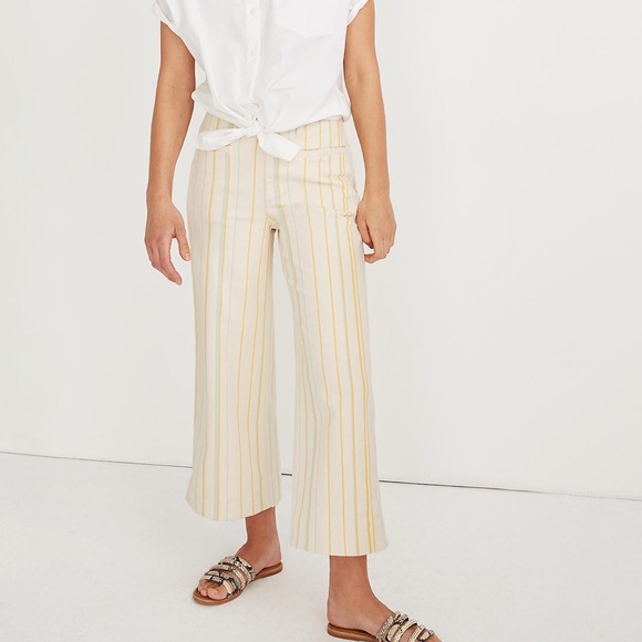 Madewell Pants - Madewell Emmett Wide-Leg Crop Pant in Stripe Sz28P